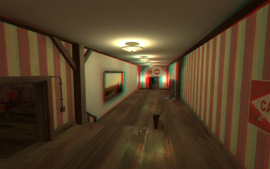 A corridor inside Mann Manor from artpass_ym in red/blue anaglyph